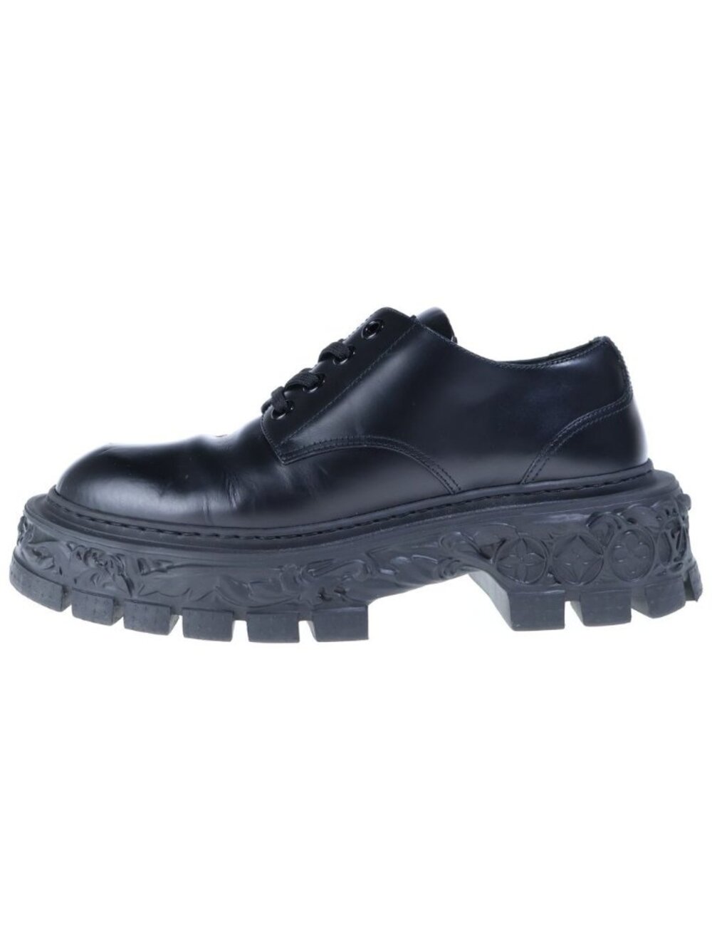 Louis Vuitton Baroque Line Chunky Sole Monogram Leather Dress Shoes Black